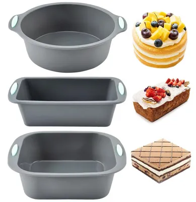 Produktbild von 3er Set Silikon-Backformen Hitzebeständig für Kuchen & Brot