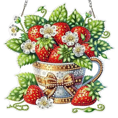 Produktbild von Diamond Painting Anhänger Erdbeeren Hängend Ornament Bastelset für Erwachsene
