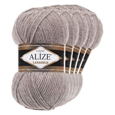 Produktbild von 5 x 100 g ALIZE Lanagold 49% Wolle Strickgarn Winterwolle Schurwolle Farbwahl