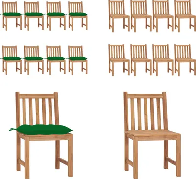 Produktbild von vidaXL Gartenstühle 8 Stk. mit Kissen Massivholz Teak - Gartenstuhl - Gartenstühle - Holz-Gartenstuhl - Holz-Gartenstühle