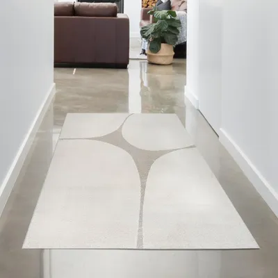 Produktbild von Minimalistischer Teppich Hoch-Tief-Effekt im abstrakten Muster in creme Größe - 80 x 150 cm
