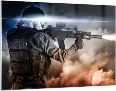 Produktbild von Bilder auf glas - Armee Soldat Shooter kugelsichere Weste - 120x80cm - Glasbilder - Wandbilder - Kunstdruck - Wanddekoration aus Glas - Glas Bilder - Wandbild auf Glas - GAA120x80-2493