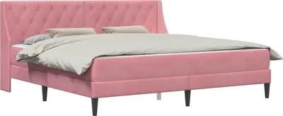 Image de vidaXL Cadre de lit avec matelas avec matelas rose 200 x 200 cm velours