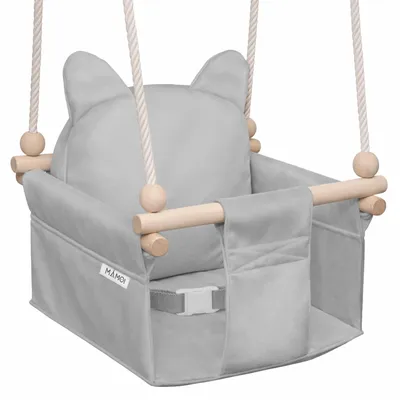 Immagine prodotto di Altalena per bambini MAMOI con cintura di sicurezza, altezza regolabile 150–190 cm, altalena per interni, struttura stabile, seduta in velluto