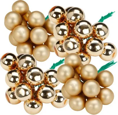 Produktbild von Weihnachtskugeln am Draht 2cm Glas 144 Stück - Brokatgold
