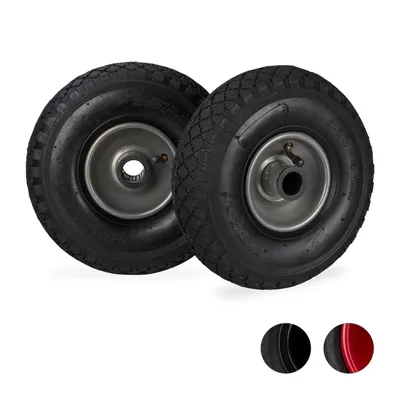Produktbild von relaxdays 2 x Sackkarrenrad 3.00-4 schwarz-grau