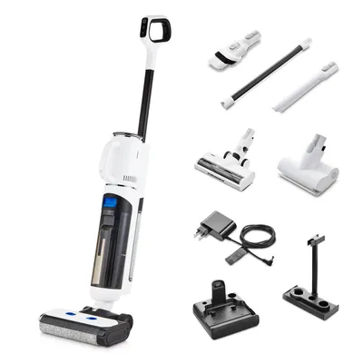 Produktbild von MEDION Nass Trockensauger H30 (2in1 kabelloser Saugwischer und Akku Staubsauger, bis zu 45 Min Laufzeit, getrennter Frischwasser Schmutzwassertank, Wischsauger für Hartböden Teppich)