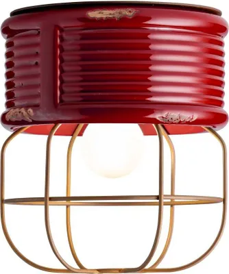 Produktbild von Deckenleuchte Keramik Ø 21 cm rund Bordeaux Shabby Antik E27 Retro Design Draht Schirm Keramiklampe