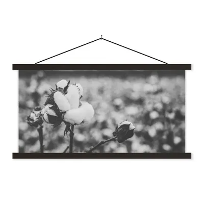 Produktbild von MuchoWow® Textilposter Baumwolle - Pflanzen - Schwarz - Weiß 60x30 cm mit schwarzem Rahmen - Textilien