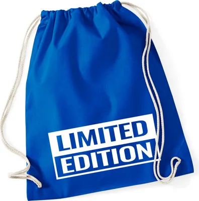 Produktbild von Huuraa Turnbeutel Limited Edition Schriftzug 12 Liter Bright Royal Baumwolle Rucksack Geschenkidee