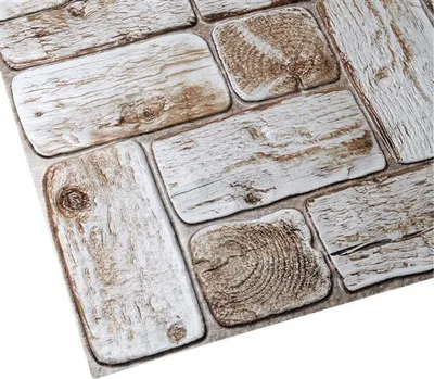 Produktbild von 3D PVC Wandpaneele / Deckenpaneele, Weisser Holzblock, 1 Platte, Holzoptik | STM
