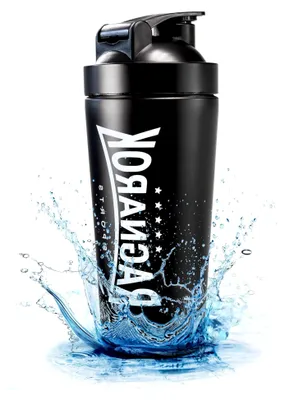 Produktbild von Edelstahl Shaker 750ml Metallshaker Trinkflasche mit Kugel für Sport und Fitness