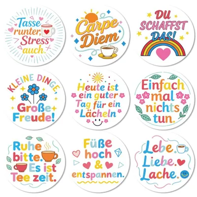 Holzuntersetzer, 9 Stück, rund, 10 cm, für Tassen & Gläser