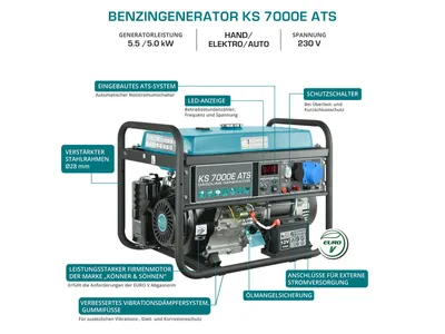Produktbild von KS7000E ATS Stromerzeuger Strom generator Benzin Notstromaggregat 5.5 kW