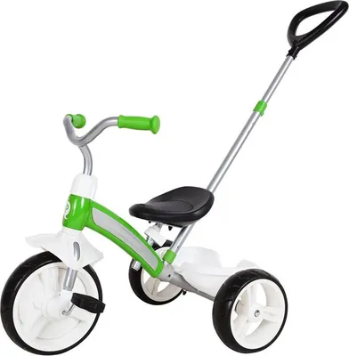 Image de Tricycle pour enfants Qplay Elite Plus, couleur verte, avec barre de maintien