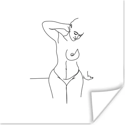 Produktbild von MuchoWow® Poster Frau - Linienkunst - Unterwäsche 75x75 cm - Wand Dekoration