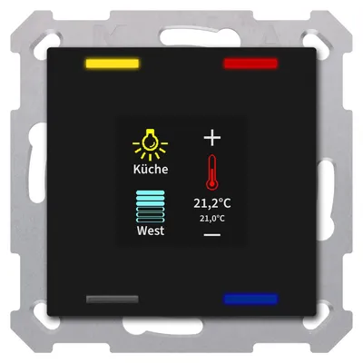 Produktbild von MDT BE-TAS55T406.01 KNX Taster Smart 55 4-f m.Farbdisplay u.T-/F-Sensor sw matt