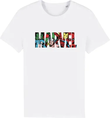 Image de Marvel - T-shirt homme/femme unie BI147 (XL) (Blanc/Rouge/Vert)