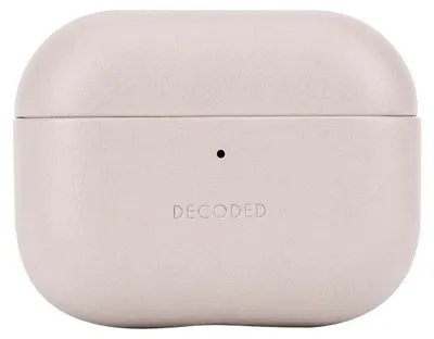 A close-up, front-facing view of a light gray AirPods Pro case.