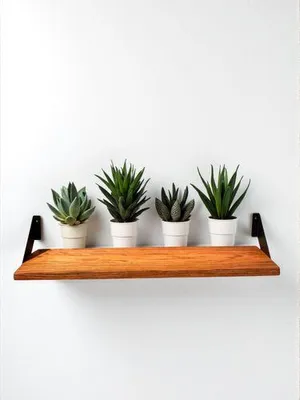 Produktbild von Regal aus massiver Eiche 70x30x2,5cm geölt in Teak, inklusive Befestigungsmaterial, gerade Kanten, Wandregal