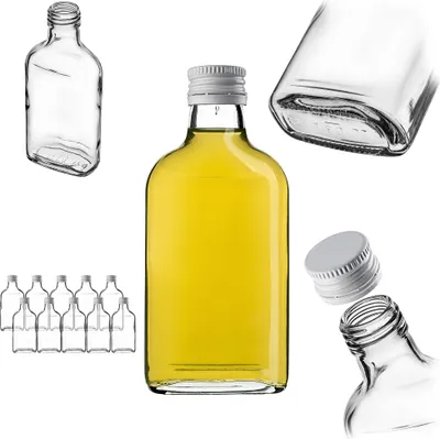 Immagine prodotto di Fiaschetta KADAX 200ml, 10 pezzi, bottigliette di vetro con tappo a vite, fiaschette, bottiglie vuote da riempire, mini bottiglie di liquore, bottiglie di grappa (bianco)