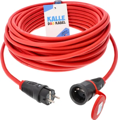 Produktbild von KALLE DAS KABEL Gummi Verlängerungskabel Schuko 3G 1,5 mm² 10 Meter ROT IP54 Stromkabel Gummiverlängerung