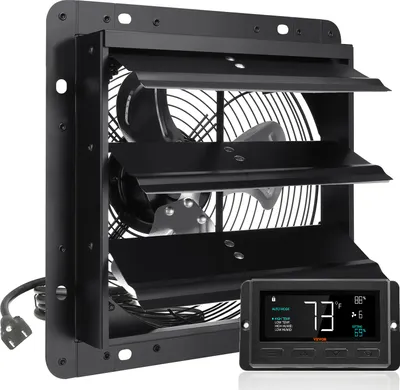 Produktbild von Odsávací ventilátor VEVOR, 254 mm, regulátor teploty a vlhkosti, EC motor, 843 CFM, nástěnný ventilátor s regulací otáček pro montáž na stěnu, větrání a chlazení pro skleníky, garáže, kůlny
