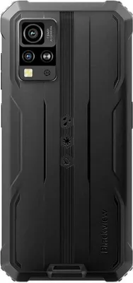 The back of a black rugged smartphone.
