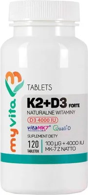 Produktbild von Myvita Vitamin K2 100mcg + D3 4000 IU 120 Tablets