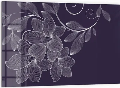 Produktbild von DEQORI Küchenrückwand Glas 60x40 cm 'Elegante Liliengrafik' Spritzschutz Bad Rückwand