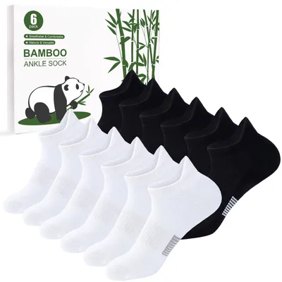Zdjęcie produktu dla Skarpety bambusowe dla kobiet - 6 par, sportowe skarpetki do kostki