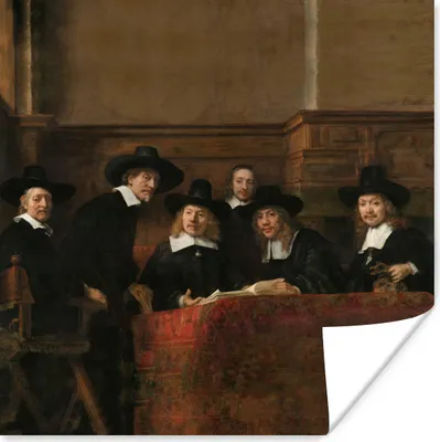 Produktbild von MuchoWow® Poster Die Stahlmeister - Gemälde von Rembrandt van Rijn 30x30 cm - Wandposter - Printing