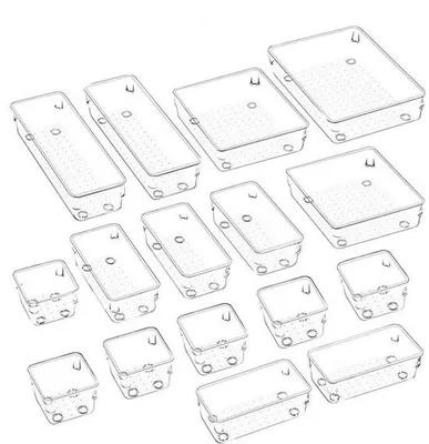 Immagine prodotto di Organizer a 16 scomparti in plastica trasparente per lavagne, armadi, guardaroba, toelette, ufficio e cucina