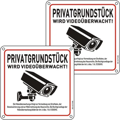 Immagine prodotto di Segnaletica per videosorveglianza, alluminio riflettente, 15x15 cm, confezione da 2 pezzi.