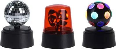Obrázek produktu pro Sada disko světel Merkloos - disko koule - zrcadlová koule - blikající světlo - otočná - baterie - V 12,5 cm
