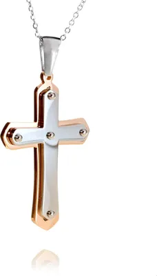 Produktbild von Karisma Edelstahl Kettenanhänger Kreuz IP Plating Rosé Gold Uni Edestahlkette - 55.0 Zentimeter