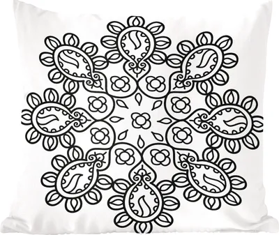 Produktbild von MuchoWow® Zierkissen Sofakissen Wohnzimmer Dekokissen 50x50 cm Mandala mit Blumenformen - Komfort - Sofakissen