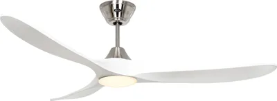 Zdjęcie produktu dla Energooszczędny wentylator sufitowy z oświetleniem LED i pilotem Eco Genuino-L chrom szczotkowany / biały matowy 152 cm