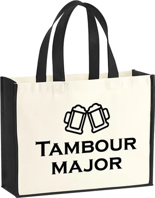Produktbild von Huuraa Jutetasche Tambourmajor Schützenfest 21 Liter Black Jute und Baumwolle Einkaufstasche Geschenkidee