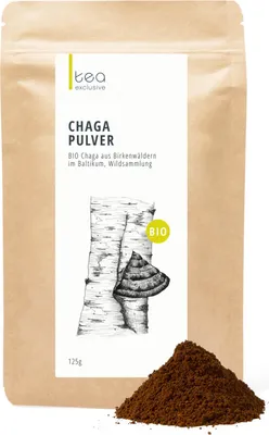 Produktbild von Chaga Pilz Pulver aus Wildsammlung BIO, 125g