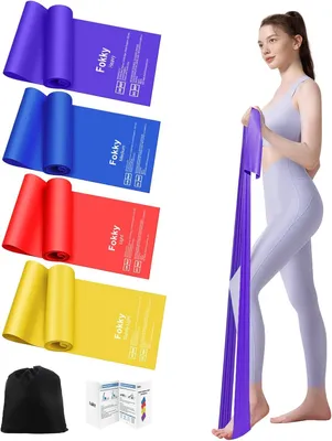 Imagen del producto de Conjunto de bandas de resistencia para fitness, de 4 unidades, con una longitud de 1,8 metros, fabricadas en material TPE, ideales para yoga y pilates