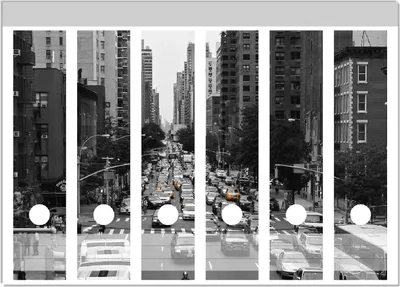 Produktbild von Wallario Ordnerrücken Sticker, selbstklebend für breite Ordner, 6 Stück, Motiv New York Yellow Taxi I