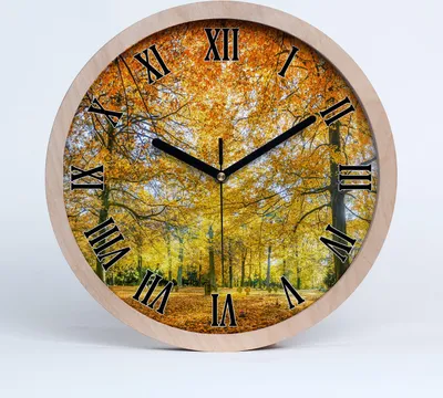 Produktbild von Holzuhr 25fi cm wanduhr - schwarze Spitzen - Herbstwald