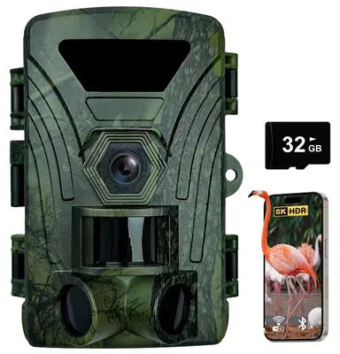 Produktbild von Wildkamera, 8K-Video, 60 MP, WLAN, mit 32G Speicherkarte, Nachtsichtfunktion