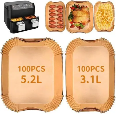 Produktbild von Backpapier für Doppelbräter, 200 Stück, für 5,2/3,1 L, 5,5/3,5 L und 8,3 L, für Luftfrittiergeräte-Anwendungen