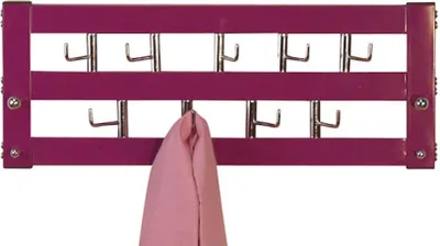 Productafbeelding van Wandgarderobe met haken, metalen haakstrip, paars, 60 cm