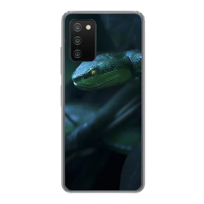 Produktbild von MuchoWow® Handyhülle Schutzhülle Hülle für Samsung Galaxy A03s Schlange - Makro - Holz Silikon Softcase Handy Hülle - Schutz