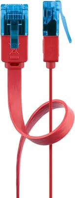 Obrázek produktu pro Goobay 96344 Plochý propojovací kabel CAT 6A, U/UTP, červený, 5 m - měděný materiál