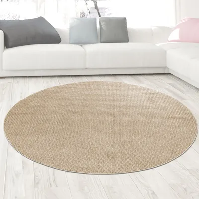 Produktbild von Moderner Design Teppich Beige Schlingenstruktur zeitlos elegant Größe - 120 cm Rund