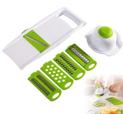 Produktbild von 5-in-1 Gemüsehobel, Gemüseschneider mit austauschbaren Klingen, Gemüsereibe und Julienne Schneider für Kartoffeln, Gemüse und Salat